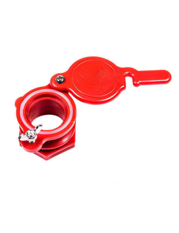 Кран - задвижка для медогонок диаметром 45 мм пластиковый красный