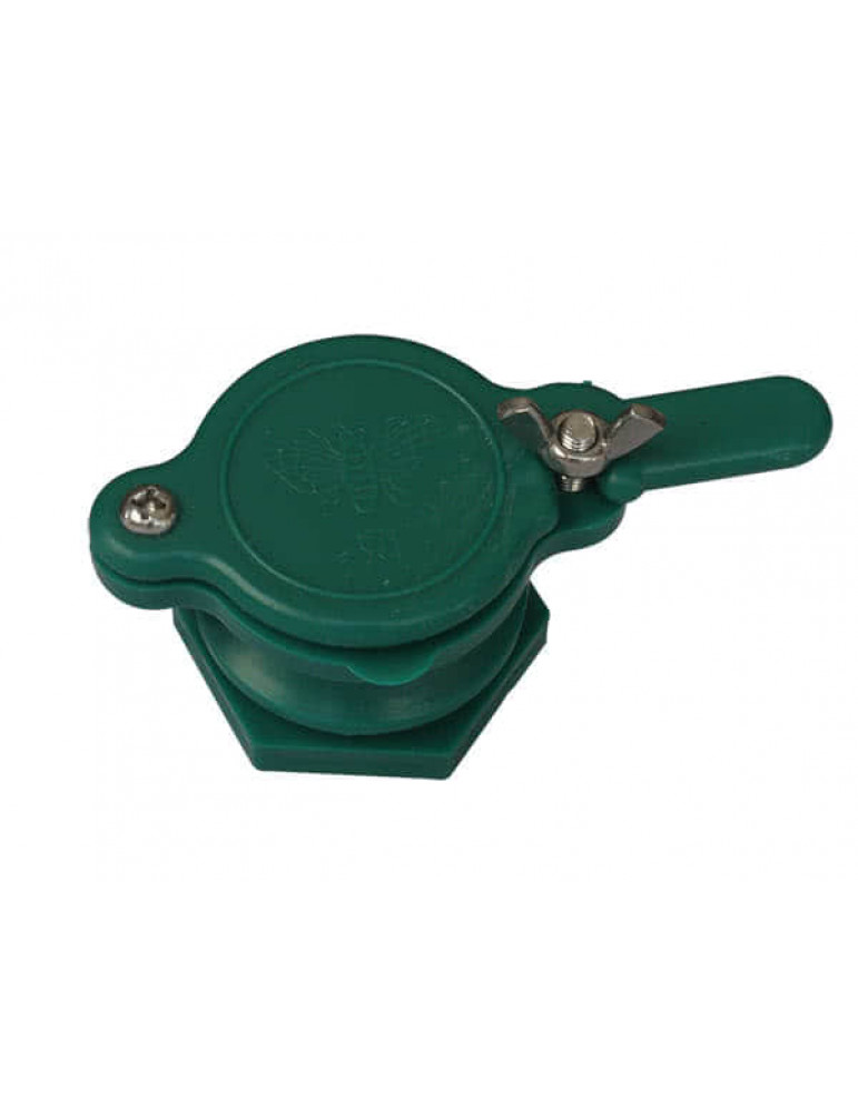 Кран-задвижка для медогонок диаметром 45 мм пластиковый зеленый